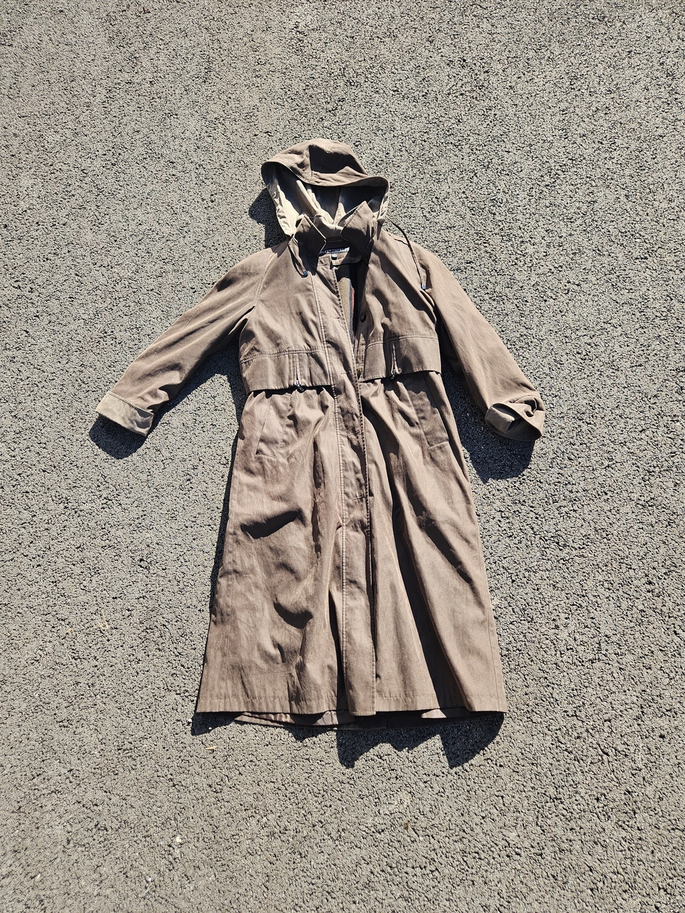 Fleet Street Women’s Size 10 Brown Hooded Long Trench Coat Plaid Lined Jacket